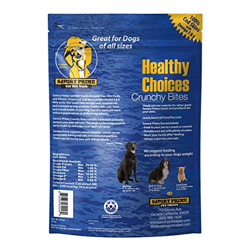 Savory  Cod Skin Fish Strips, 8-Ounce (49662008), All Breed Sizes