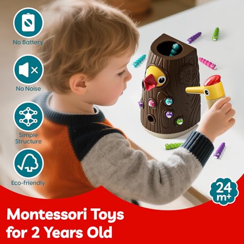 TOP BRIGHT Montessori Toys for 2 Year Old - Magnetic Bird Feeding Games for 2 Year Olds, Learning Toys for Toddlers 2-4 Years, Fine Motor Skills Toy for 3 Years Old Girls and Boys