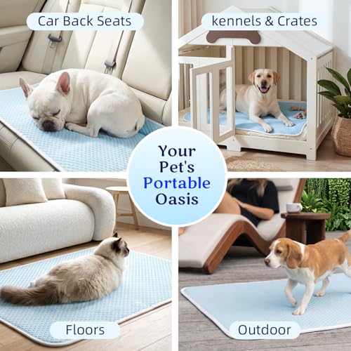 Mora Pets Dog Cooling Mat Instant Self Cooling Pad for Dogs & Cats Breathable Washable Summer Pet Cool Mat Indoor Outdoor, Puppy Cold Blanket for