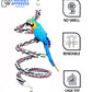 94.4inch Length Colorful Cotton Bendable Rope Perch Swing Bird Chew Toys  Parrots Cage Toys with Bell Swing Climbing Standing Bungee Bird Toys for Regular to Big Size Birds