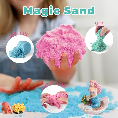 JOYEEMAX Mermaid Light-Up Terrarium Kit for Kids - LED Night Light Birthday Gift for Girls Ages 4 5 6 7 8-12 Year Old - Mermaid Toys for Girls - DIY Arts and Crafts Kit for Kids