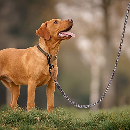 Mile High Life Rope Leash with Genuine Leather Connection, 6 FT/5 FT/4 FT, Heavy Duty Leash for Medium & Large Dogs (Brown, 48 Inch)