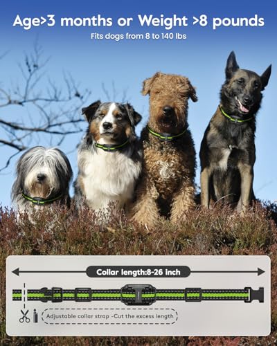 SLOPEHILL Dog Training Collar with Remote, 4200FT Electronic Shock Collar,Waterproof E-Collar with Beep, Vibration, Shock, Flash Light and No Shock Mode, Fit for Small Medium Large Dogs (Green)