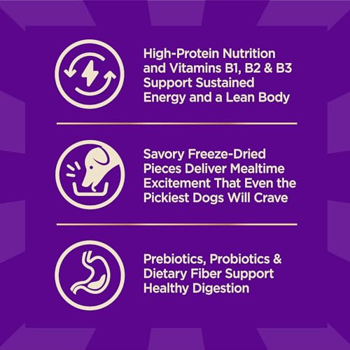 Wellness CORE+ Adult Dry Dog Food with Freeze Dried Pieces, Grain Free Kibble+, Natural, High Protein, Wild Game Duck, Lamb, Boar, and Rabbit Recipe, 10 lb Bag