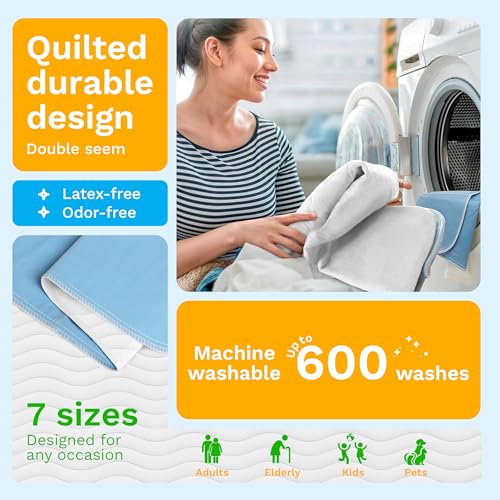 GREEN LIFESTYLE Washable Underpads - Large Bed Pads for use as Incontinence Bed Pads, Reusable Pet Pads, Great for Dogs, Cats, Bunny, Seniors Bed Pad (Pack of 4 - 34x36)