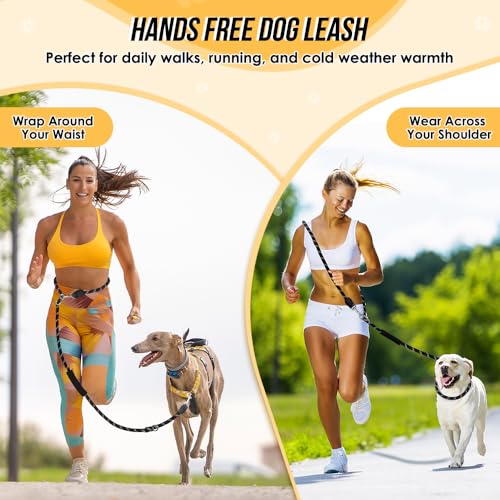 Lukovee Hands Free Dog Leash, 10FT Adjustable Training Lead 1/2 Inch Nylon Heavy Duty Lead No Pull for Large Medium Dogs, Tangle Free Reflective