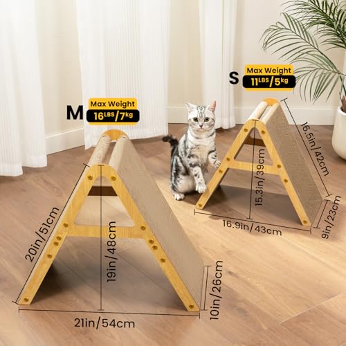 Cat Scratcher Cardboard with Wood Frame, 3-in-1 Vertical & Horizontal Scratching Pad, Reversible Cat Scratch Board, Durable Furniture Protector for Kittens & Small Cats