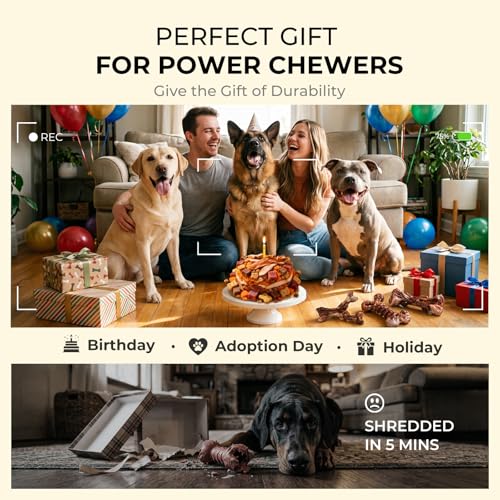 Kseroo 3-Pack Indestructible Dog Chew Toys for Aggressive Chewers: Bacon Flavored Rock-Hard Solid Nylon, Tough Dog Bones for Medium/Large Dogs 25-90lbs, Heavy Duty Dog Toys to Keep Them Busy, Brown-XL