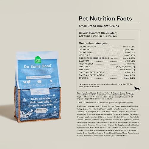 Open Farm, Ancient Grains Dry Dog Food For Small Breeds, Protein-Rich & Nutrient Dense, 90% Animal Protein With Non-GMO Fruits, Veggies and