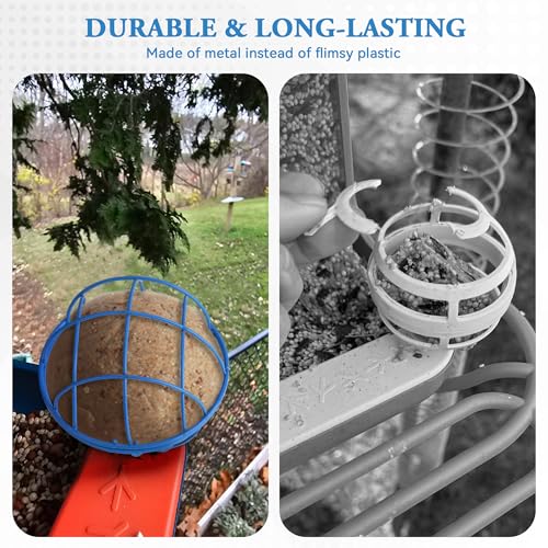 Metal Suet Ball Holder for Bird Buddy Smart Feeders & Others with 5mm Screw Hole for Accessory, Compatible with BirdBuddy Feeders, Durable Add-on Accessory (Blue)