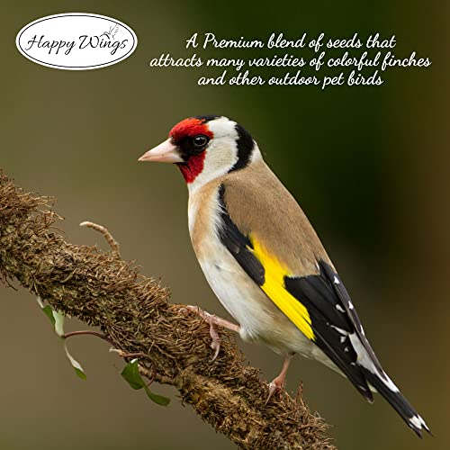 Happy Wings Finch Blend Bird Food - Mix of Sunflower Hearts/Kernels and Nyjer, 5 Pounds - No Grow Seed - For Wild Birds
