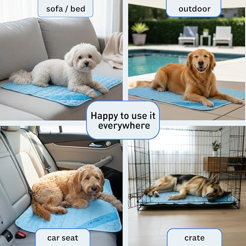 INSPECTOR TAIL Dog Cooling Mat, Indoor & Outdoor, Large Self Cooling Pad | No Freeze Needed, Breathable, Washable, Portable Cooling Mat for Dogs with
