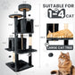 58.5inch Large Cat Tree Tower Condo for Indoor Cats, Soft Plush Multi-Level Climbing Tree Cat House with 1 360° Rotating Cat Cave, Scratching Post, More Entrance/Exit, Sisal Rope, Grey Black