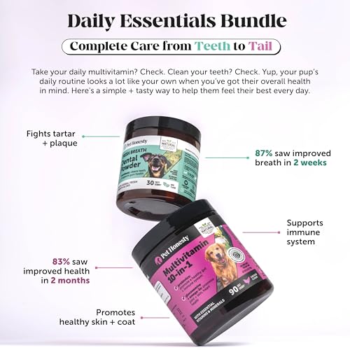 10-in-1 Dog Multivitamin Supplement with Glucosamine & Probiotics - Hip & Joint Support, Digestive Health, Immune Support, Heart & Skin - All-in-One Daily Vitamins & Omega-3s (Peanut Butter, 90 ct)