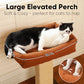 FUKUMARU Cat Scratching Post, Retro-Style Tall Scratch Posts with Perch for Infoor Cats Adults, Large Cat Scratcher Tower with Bed, Natural Sisal & Solid Wood