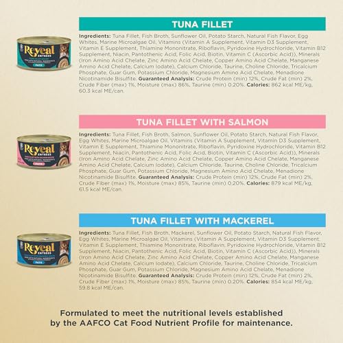 Reveal Entrées Natural Wet Cat Food Paté, Grain-Free with Added Vitamins & Minerals, Carrageenan-Free and High Protein, Fish Variety Selection Paté (12 x 2.47 oz Cans)