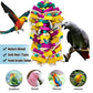 Large Bird Toys, Multi-Color Wooden Block with Bamboo Support Bird Chewing Toy Parrot Cage Bite Toy for Macaws Cokatoos African Grey and Large Medium Parrot Birds