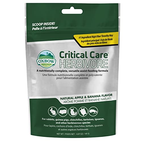 Oxbow Critical Care Herbivore, Emergency Guinea Pig Food, Rabbit Food for Recovery, Natural Apple Banana Flavor, Critical Care for Guinea Pig Emergency Kit, Made in USA, 141 Grams