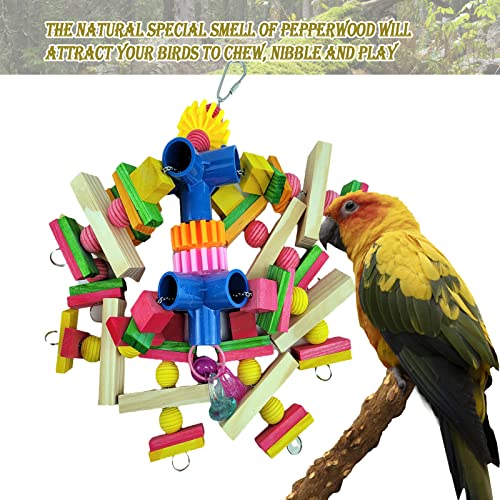 Parrot Toys for African Grey Parrots, Cockatoos, Small Macaws,  Parrots Small and Medium Birds Natural Wooden Safe and Durable Chew Toys and Bird Cage Accessories