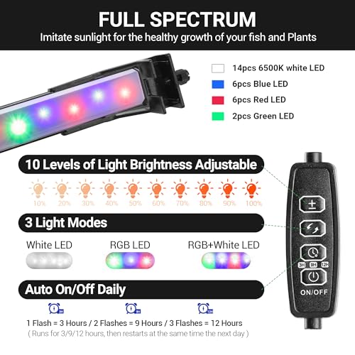 3.5 Gallon Betta Fish Tank, All in One Aquarium Starter Kits with Back Filter, Adjustable Pump, 25W Heater, LED Thermometer, LED Light with Timer & Water Changer Kit, Gifts for Mom Wife