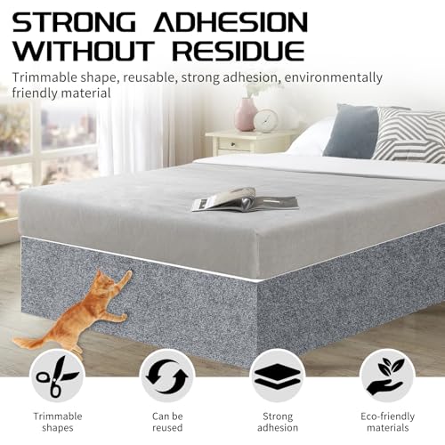 2 Pcs Total 78.8"x15.8" Cat Scratch Mat, Cat Scratch Couch Furniture Protector, Trimmable Self-Adhesive Cats Scratch Pads, DIY Cat Scratcher for Wall Protector and Covering Cat Tower (Light Grey)