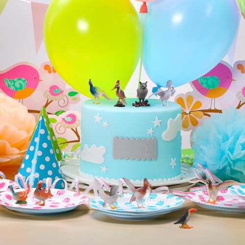 Realistic Bird Figurines, 24pcs Eagle, Parrot, Robin, Owl Toys - Fairy Garden Accessories, Educational Learning Dollhouse Birthday Cake Topper Gift for Kids