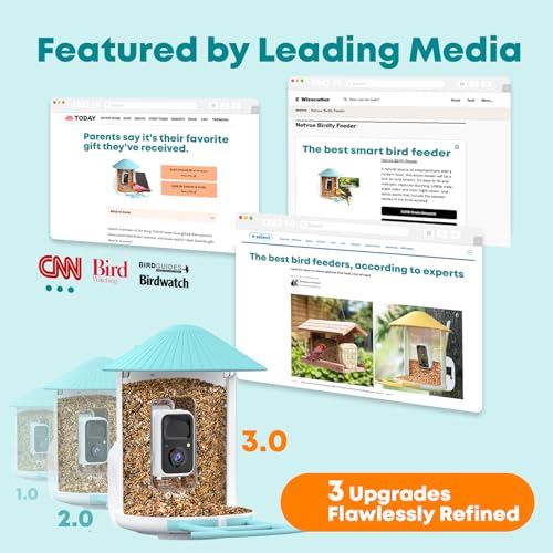 NETVUE by Birdfy Smart Bird Feeder with 2K HD AI Camera Solar Powered, Wireless Wildbird Watching, Live Stream&Color Night Vision, Auto-Capture & Notify, Free Cloud Storage(AI by Subscription)