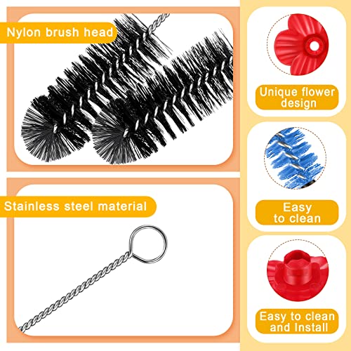 38 Pcs 3 Size Hummingbird Feeder Cleaning Brush Mini Nylon Tube Brush with 16 Flowers Bird Replacement Parts Double Headed Brushes for Bottle Feeding Holes Replacement(Black)