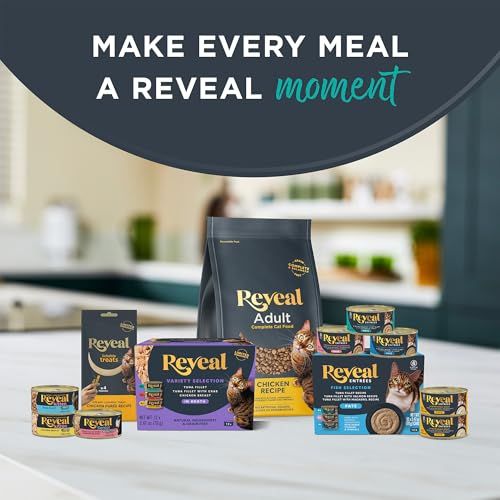 Reveal Natural Wet Canned Cat Food, 5-Flavor Variety Pack, Limited Ingredient, Grain Free, High Protein with No Artificial Additives, Fish Variety in Broth (30 x 2.47 oz Cans)