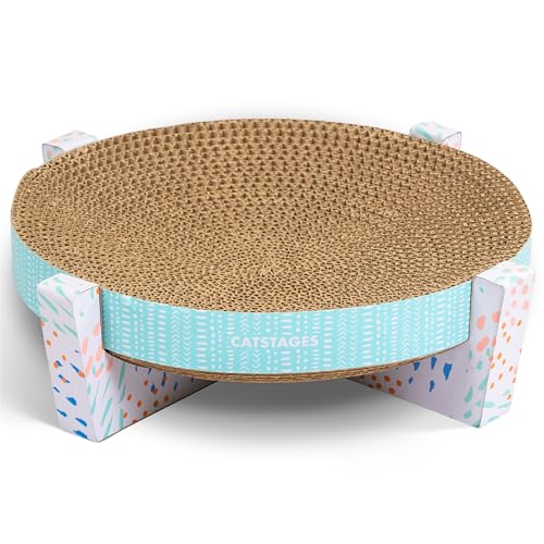 Catstages Scratch, Snuggle & Rest – 2‑in‑1 Indoor Cat Scratcher & Elevated Cat Lounger, Catnip Included