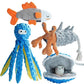 Nocciola 4 Packs Crinkle Squeaky Dog Toys for Aggressive Chewers, Tough Durable Stuffed Plush Rope Tug Puppy Chew Toy for Small Medium Large Breeds