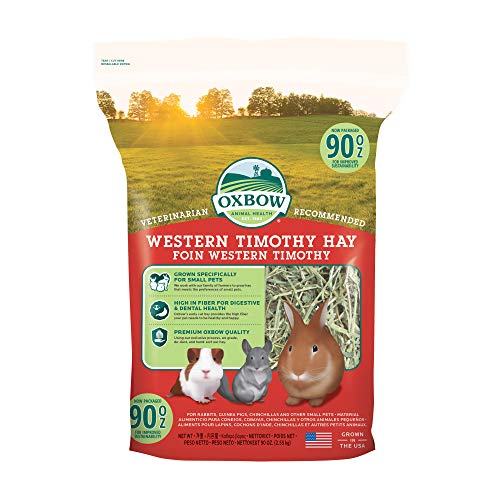 Oxbow Western Timothy Hay, Guinea Pig Hay, Small Pet Bunny Supplies, All Natural Grass for Guinea Pig, Bunny, Chinchilla & Hamster, Oxbow Rabbit Supplies for Bunnies, 90 oz. bag