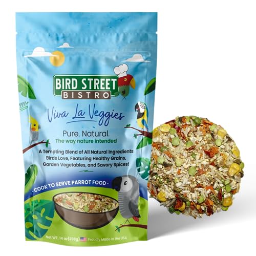 Bird Street Bistro Parrot Food - Parakeet & Cockatiel Food - Cooks in 3-15 min w/Natural Grains, Legumes, Non-GMO Fruits, Vegetables & Health-Oriented Spices