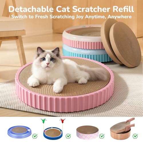 6pcs Cat Scratch Pad, Cat Scratcher Cardboard & Cat Scratching Pads - Round Cat Scratcher Refill, 10 Inch Diameter 7/8 Inch Thick cat scratchers for Indoor Cats