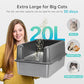 WoofiGo Enclosed Stainless Steel Cat Litter Box with Lid, XL Extra Large Litter Box for Big Cats, Metal Litter Pan High Sided, Never Absorbs Odors, Anti-Urine Leakage, Easy Cleaning, Include Scoop