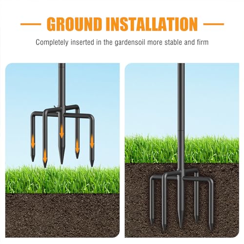 Relx Bird Feeder Pole - Adjustable Double Shepherds Hooks for Bird Feeder with 5 Prong Base - 76 Inch Heavy Duty Shepherds Hooks for Outdoor,Hanging Garden Plant,Solar Light Lanterns