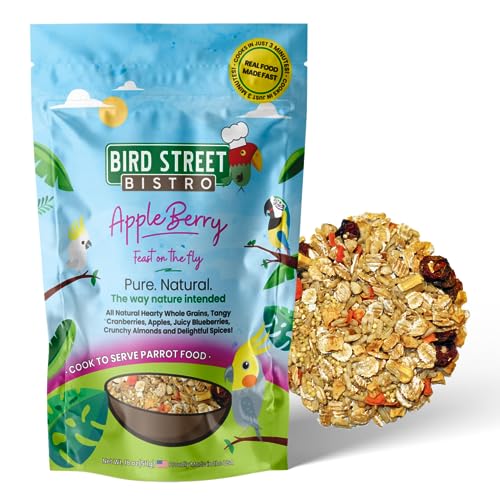 Bird Street Bistro Parrot Food - Parakeet & Cockatiel Food - Cooks in 3-15 min w/Natural & Grains, Legumes, Non-GMO Fruits, Vegetables & Healthy Spices