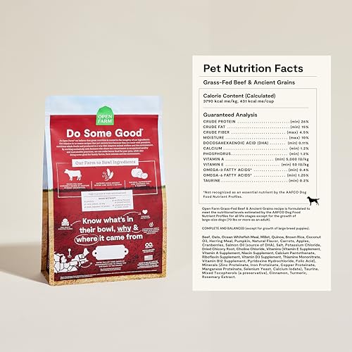 Open Farm, Ancient Grains Dry Dog Food, Protein-Rich & Nutrient Dense, 90% Animal Protein Mixed with Non-GMO Fruits, Veggies and Superfoods
