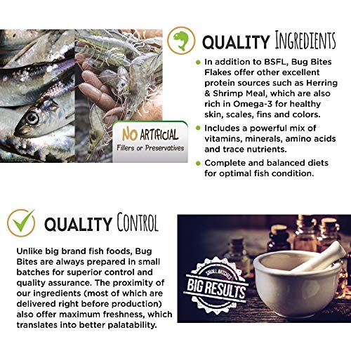 Fluval Bug Bites Color Enhancing Fish Food for Tropical Fish, Flakes for Small to Medium Sized Fish, 3.17 oz., A7348, Brown
