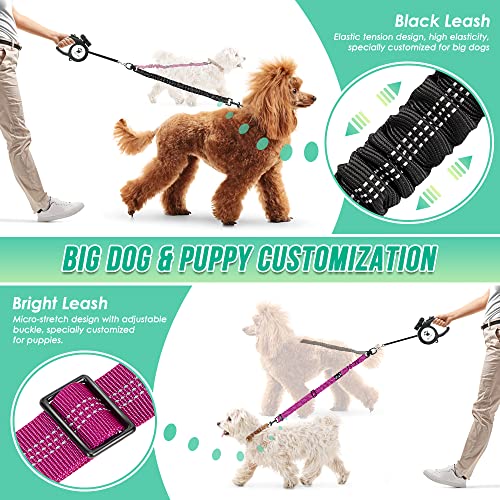 AUTOWT Two Dog Lead, 2 in 1 Upgraded Double Dog Leash Attachment Combine Adjustable Strap and Shock Absorbing Bungee No Tangle Dual Training Splitter