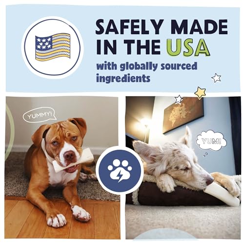 Pawstruck Large 5-6" Filled Dog Bones, Peanut Butter Flavor - Made in USA, Long Lasting Stuffed Femur for Aggressive Chewers, Dental Treat - Pack of