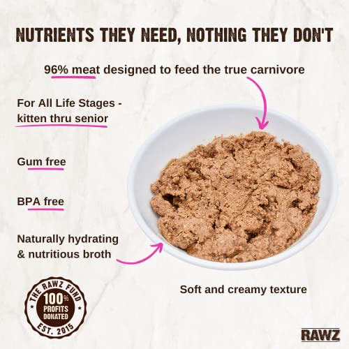 Rawz Natural Premium Pate Canned Cat Wet Food - Made with Real Meat Ingredients No BPA or Gums -3 oz Cans (Case Pack of 18) (Rabbit)