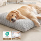 EHEYCIGA Washable Large Dog Bed for Crate 35x23 Inch, Reversible Kennel Pad for Dogs Weight Up to 45 lbs, Plush and Comfy Pet Sleeping Mat, Grey