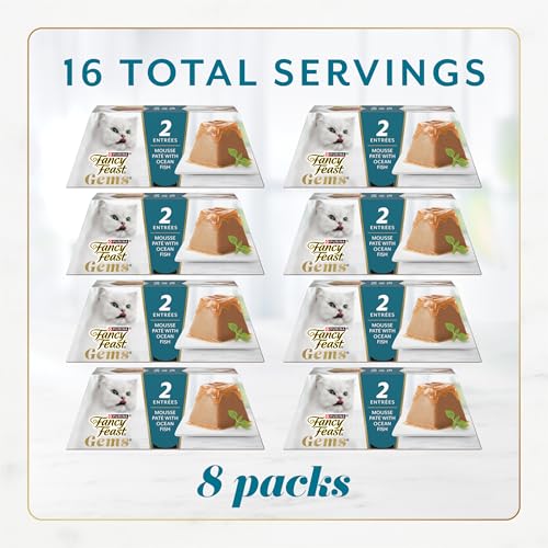 Purina Fancy Feast Gems Pate Mousse with Gravy Wet Cat Food with Ocean Fish - 4 oz. (Pack of 8)