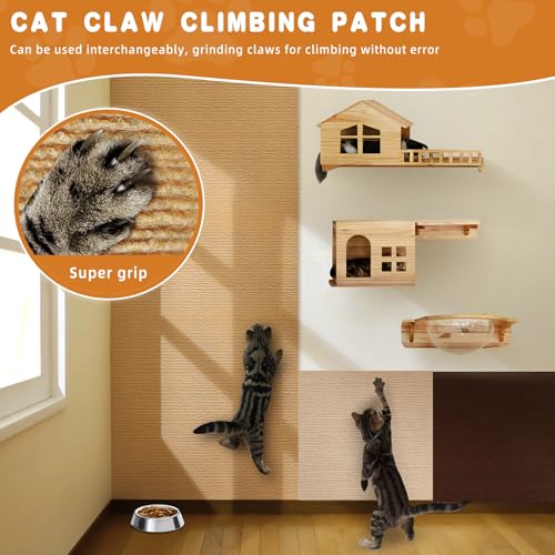 4pack Cat Scratch Couch Furniture and Wall Protector | Adhesive Cat Scratch Pad for Covering Cat Tower, DIY Climbing Cat Scratcher Couch Protector from Cat Claws Scratching (Khaki)