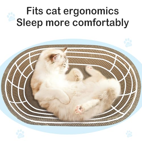 Cat Scratcher, 23.6x14.9 inches Cardboard Cat Scratchers for Indoor Cats, Large Cat Scratching Board, Oval Cat Scratch Pad Bed with Catnip