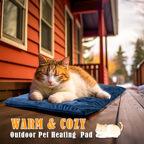 Kiroto Outdoor Pet Heating Pad for Cat Dog, Heated Mat with Waterproof Cover and Automatic Temperature Control, Suitable for Cat Houses, Dog Houses, Small Beds, Porches,20"x16",Blue