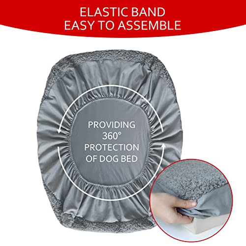 Dog Bed Covers Soft Plush Replacement Washable, Waterproof Pet Bed Liner Grey 36x27 Inches, for Dog/Cat, Cover Only