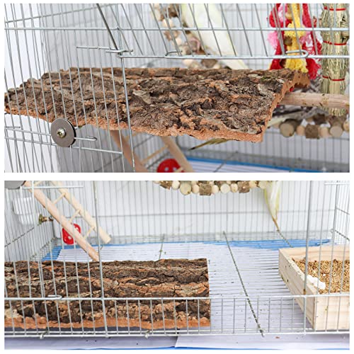 2 Pack 12 x 8 Inch 100% Natural Cork Perch, Bird Cork Seat Boards, Birdcage Bark Decor Accessories for Birds Parakeets Budgie Parrot Cockatiel Hamster Guinea Pig Rat