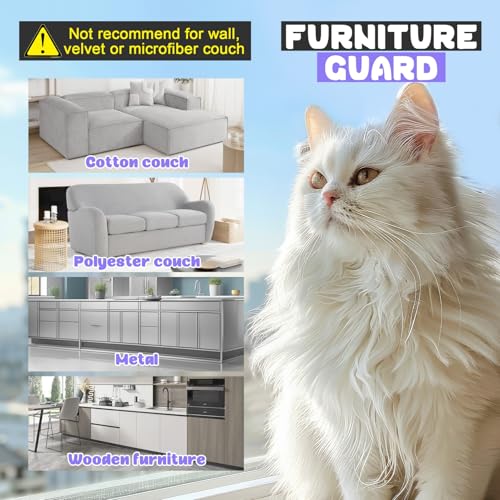 JINVOGREEN Large Cat Scratch Furniture Protector, 18 Pcs Clear Anti Cat Scratch Protector, Self-Adhesive Furniture Cat Scratch Protector, 17in
